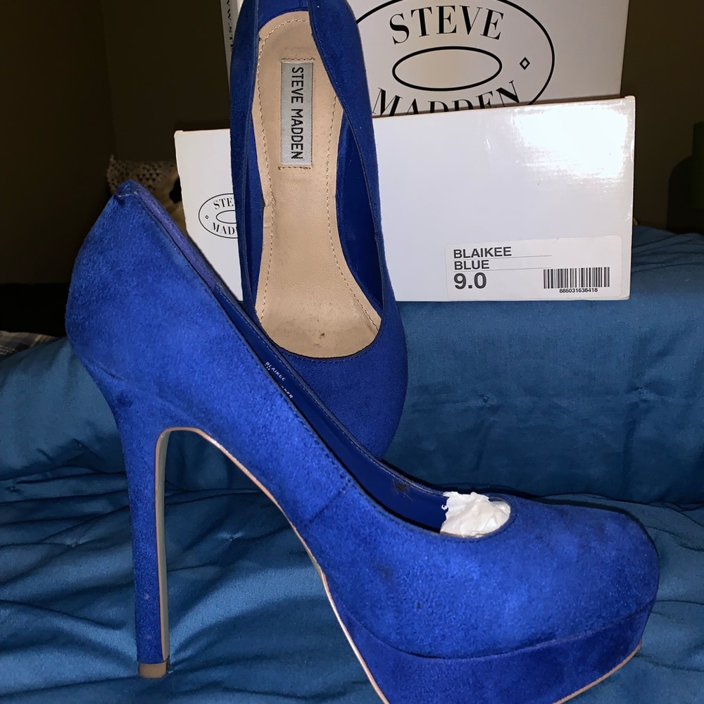 Blue “Suede” Steve Madden Platform Heel